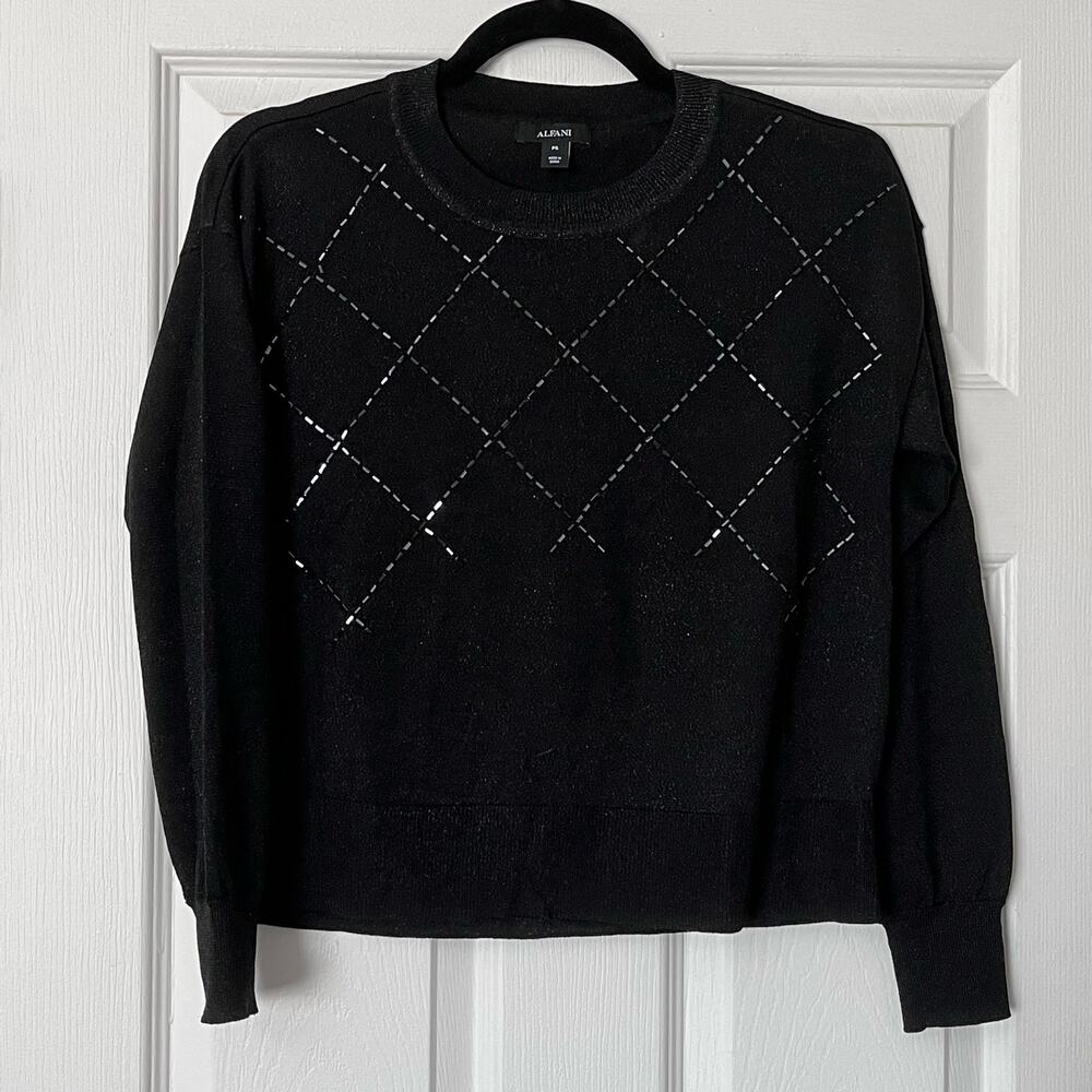 Alfani Beaded Metallic Sweater - Size PS